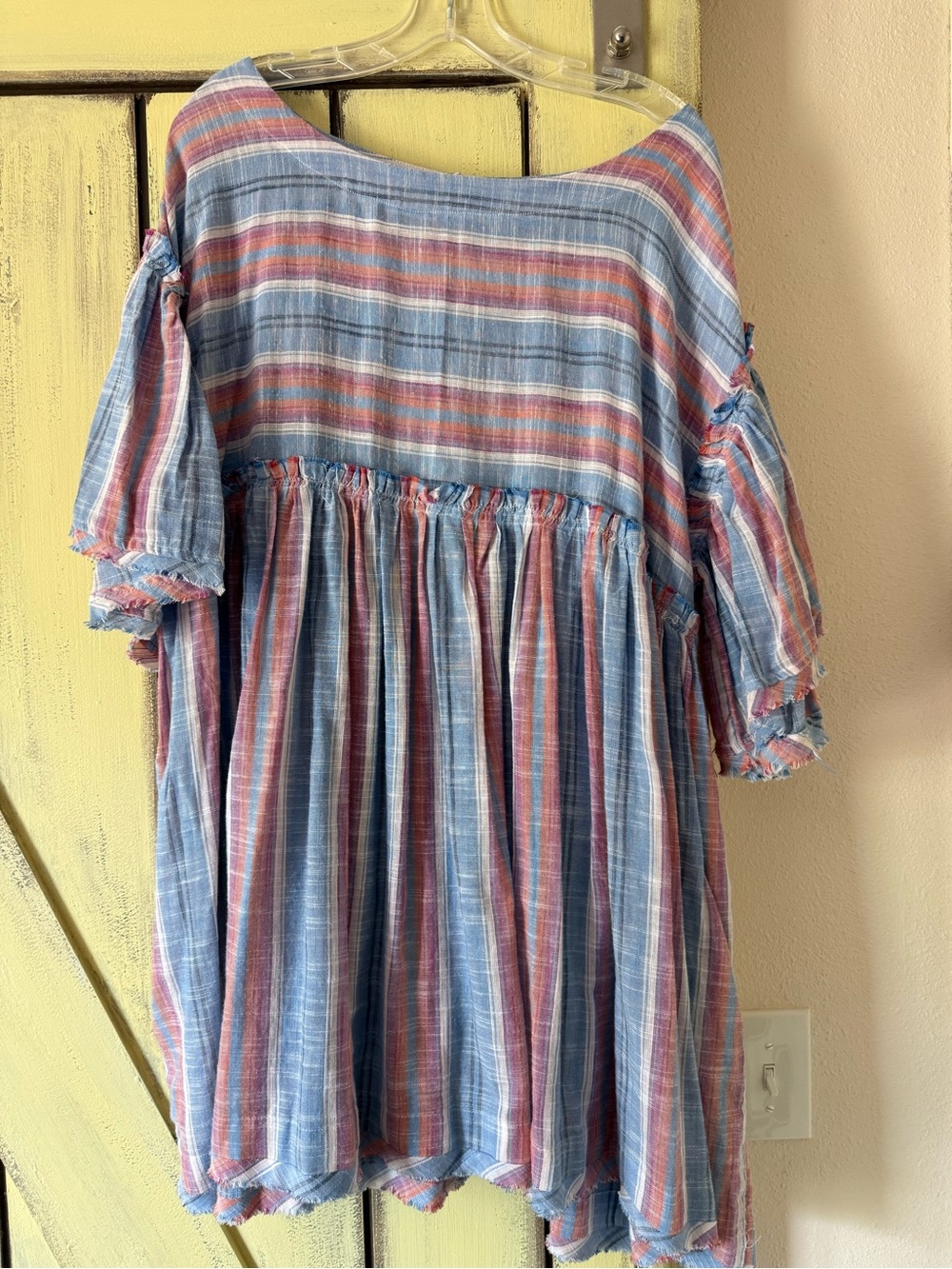 Free People Blue and Coral Striped Babydoll Dress